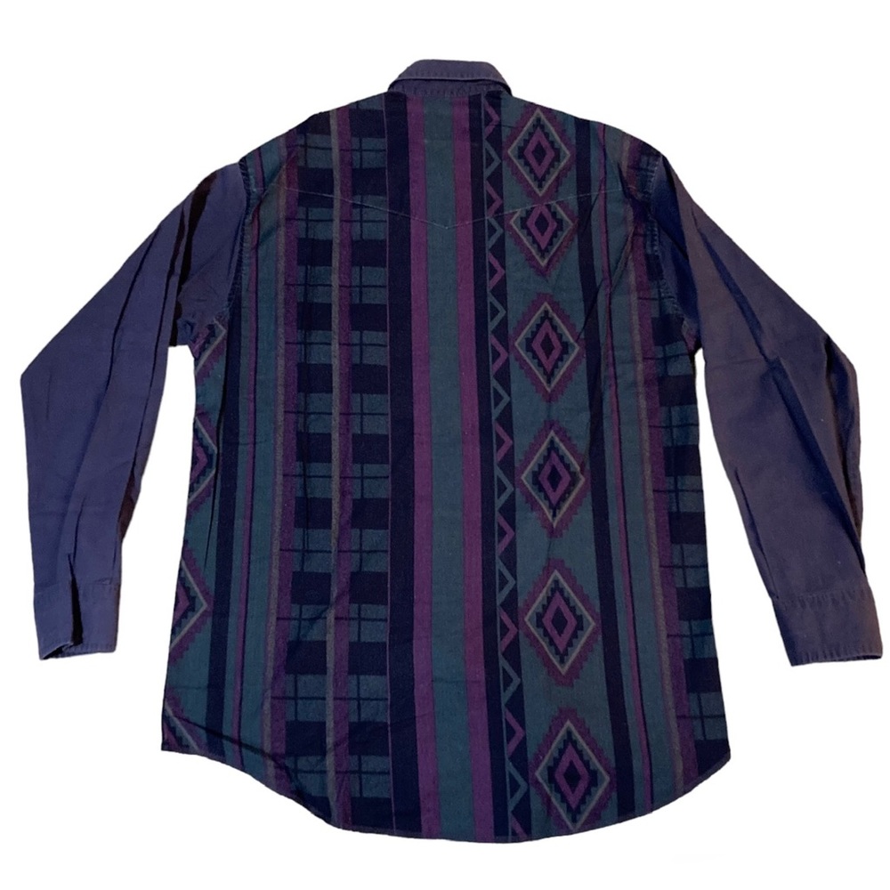 Vintage Wrangler Aztec Pattern Button Down Shirt … - image 2